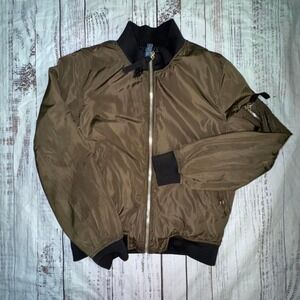 Zara Men's L Khaki and black bomber jacket